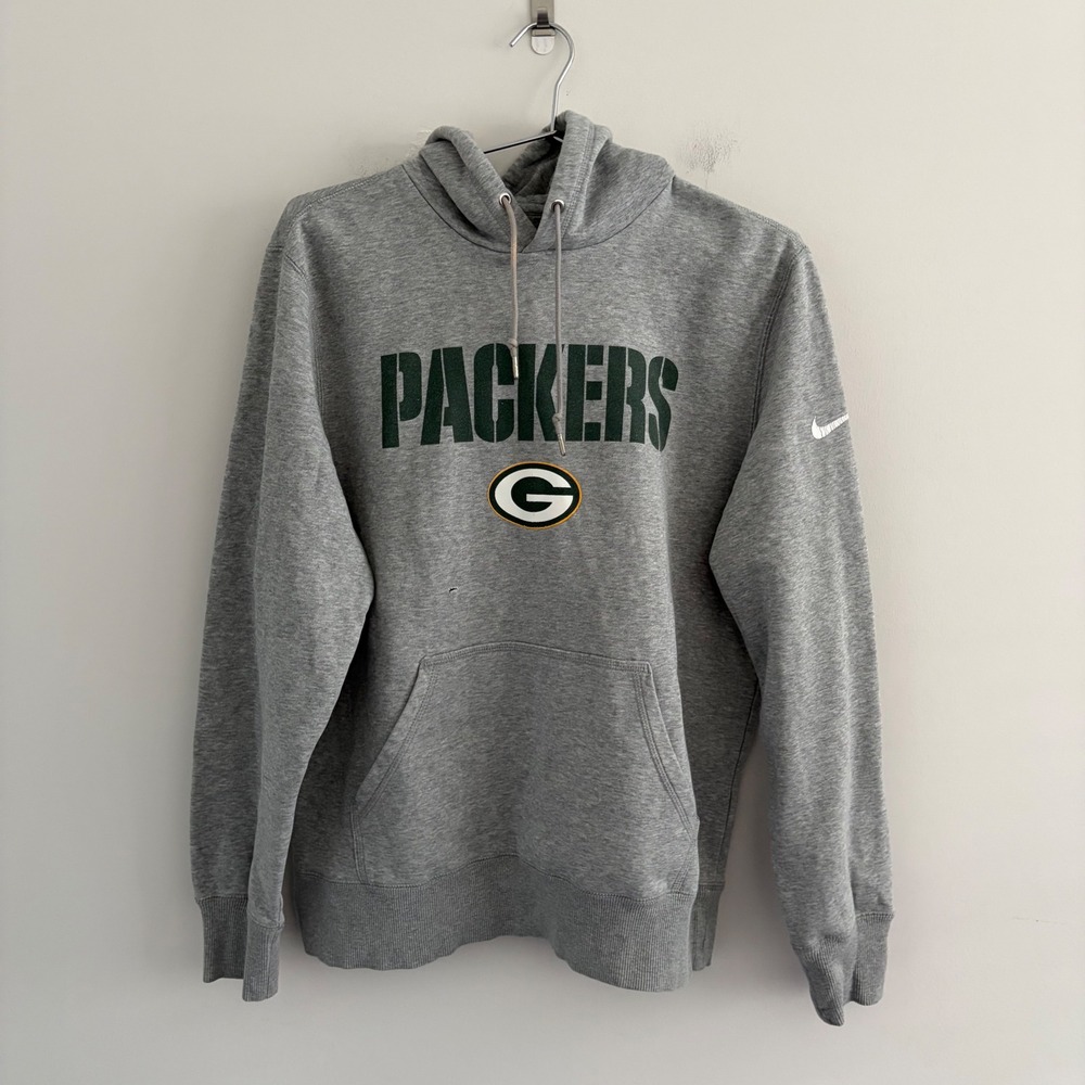 Nike Green Bay Packers Mens Heather Gray Pullover Hoodie Size Large
